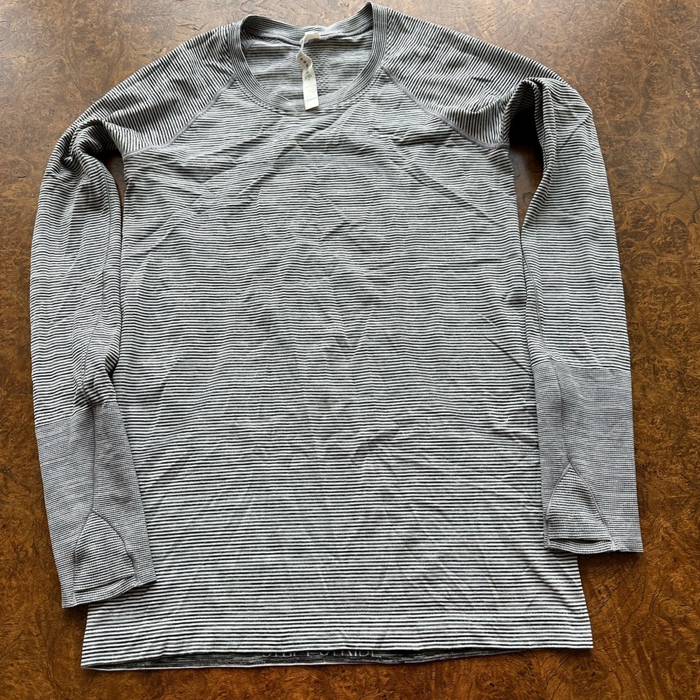 lululemon athletica Black and White Striped Swifty Long Sleeve